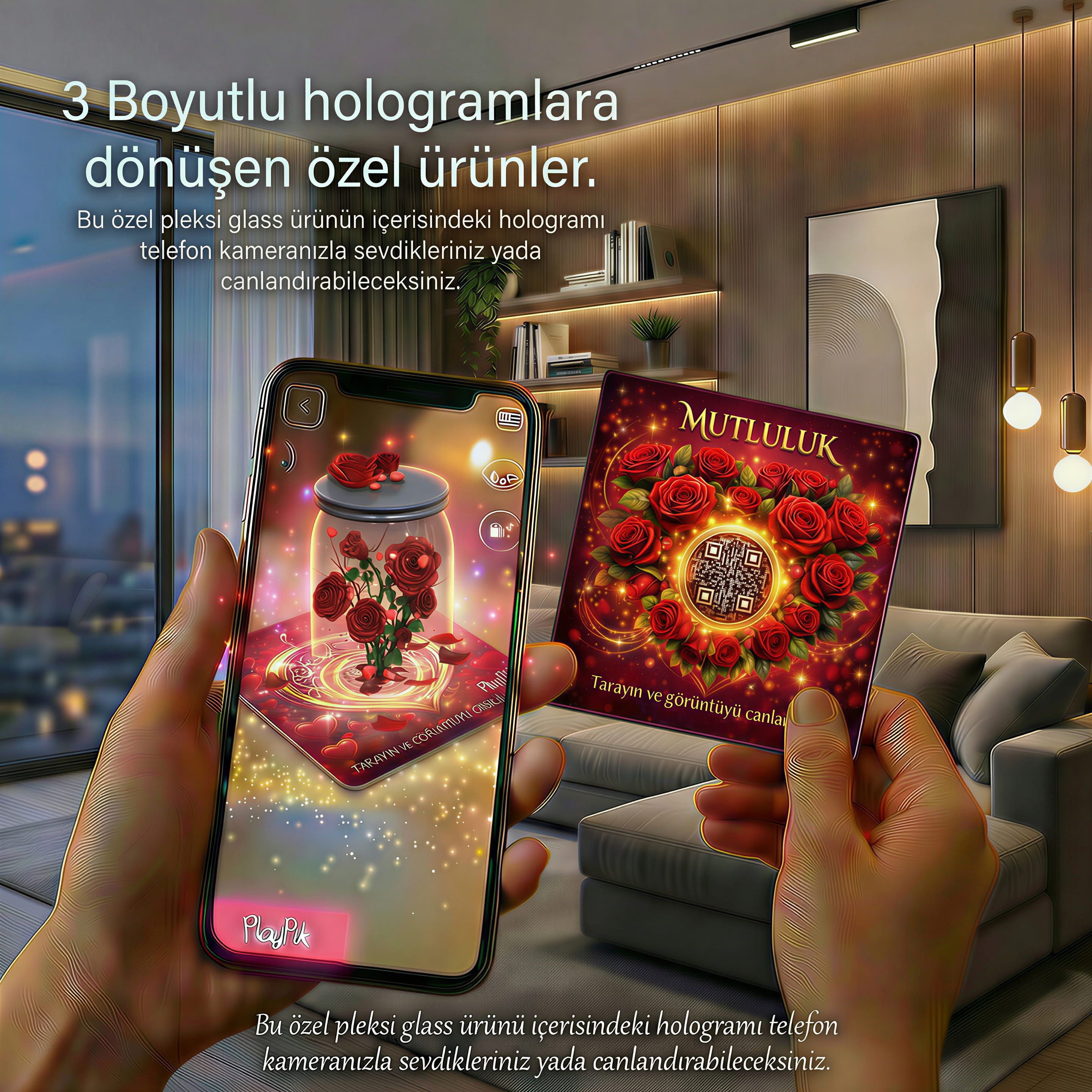 3D Hologram - Mutluluk